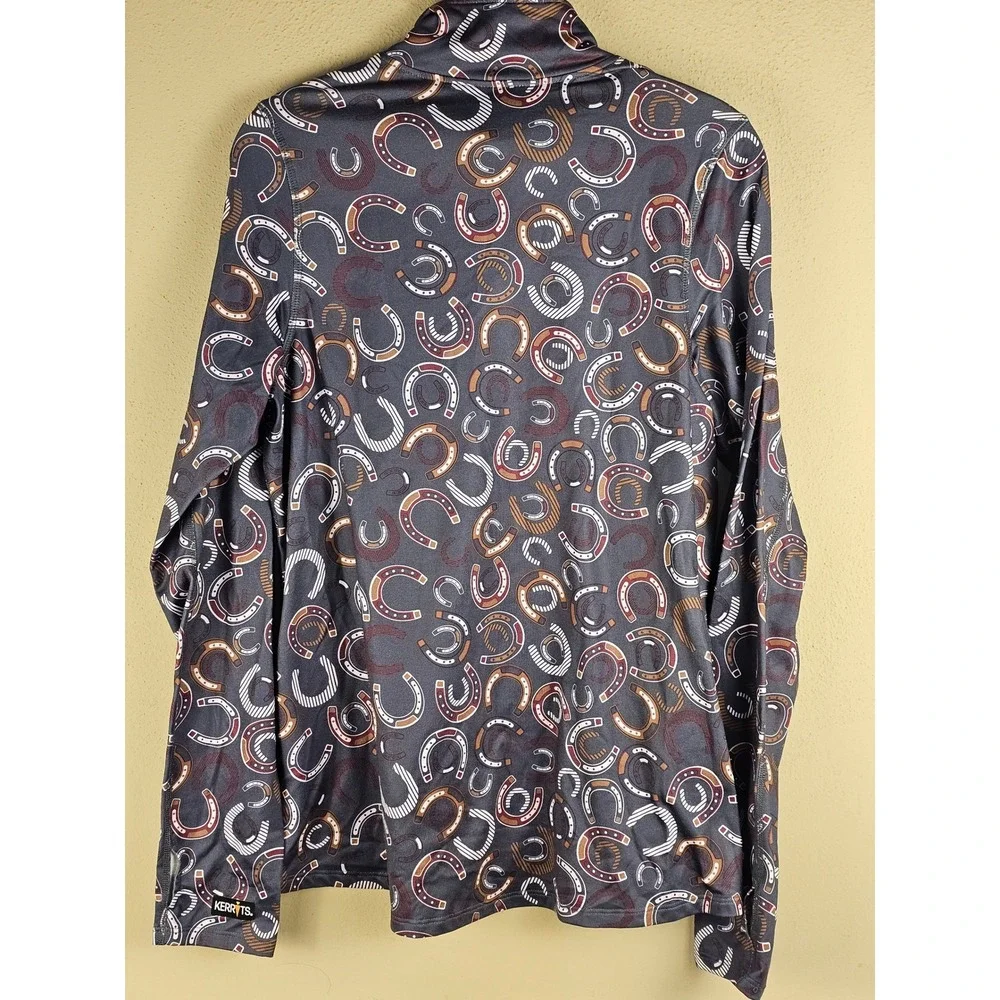 Kerrits Womens Horseshoe Print 1/4 Zip Pullover Medium - Picture 2 of 5